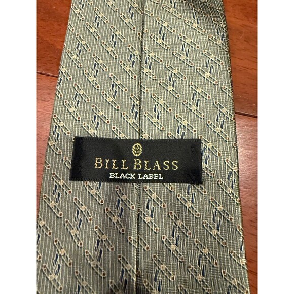 BILL BLASS BLACK LABEL Abstract Silk Tie Vintage Green Art Deco Design 58" x 4" - Picture 5 of 9